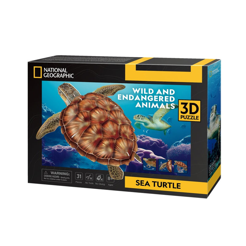 Laad de afbeelding in de Gallery-viewer, Cubic Fun National Geographic 3D Puzzel Zeeschildpad 31 Stukjes
