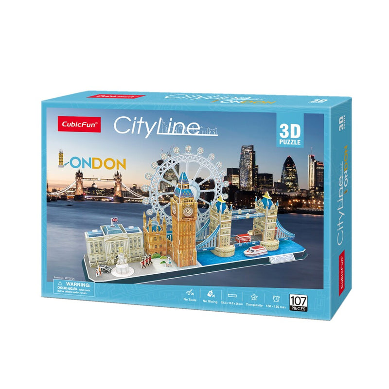 Laad de afbeelding in de Gallery-viewer, Cubic Fun City Line 3D Puzzel Londen 107 Stukjes
