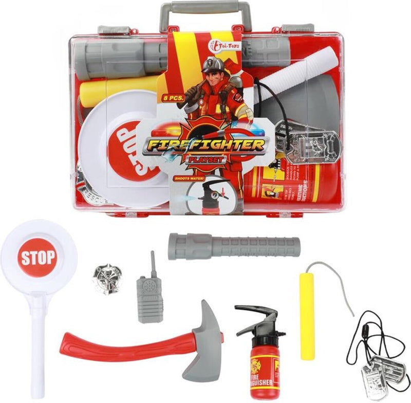 Laad de afbeelding in de Gallery-viewer, Toi-Toys Toi Toys Fire Fighter Brandweerkoffer Met Accessoires 25X16X6Cm

