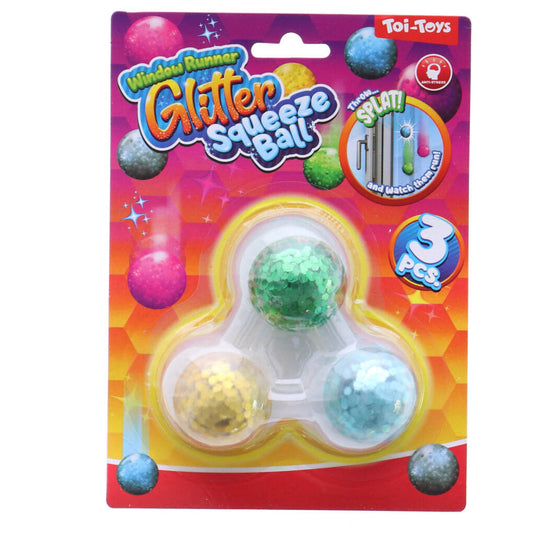 Toi-Toys Raamkruiper Glitter Knijpballen 4 Cm 3 Stuks