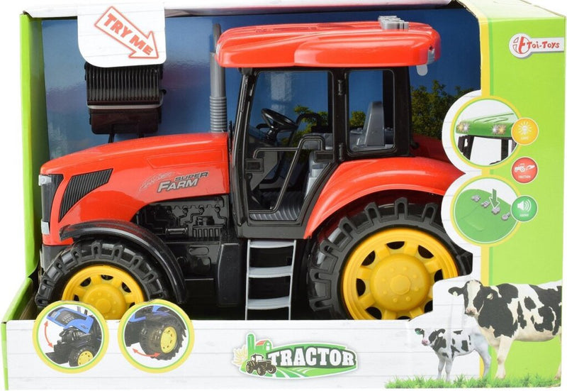 Laad de afbeelding in de Gallery-viewer, Toi-Toys Tractor Rood Met Licht En Geluid
