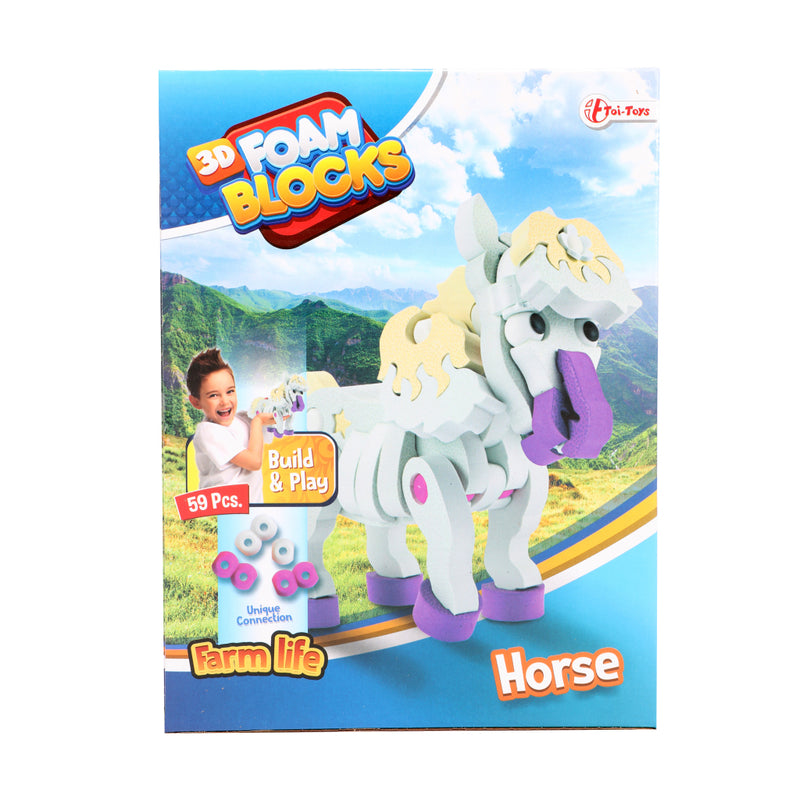 Laad de afbeelding in de Gallery-viewer, Toi-Toys 3D Puzzel Constuksructiefoam Paard Diy Set S
