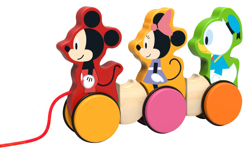 Laad de afbeelding in de Gallery-viewer, Tooky Toy Mickey Mouse Family Houten Trekfiguur 18 Maanden
