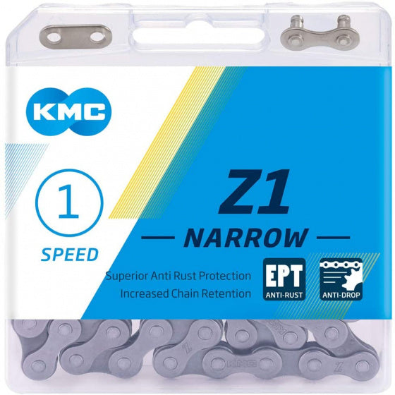 Laad de afbeelding in de Gallery-viewer, Kmc Ketting Z1 Smal 1/2 X 3/32 Inch 112S Single Speed Zilver
