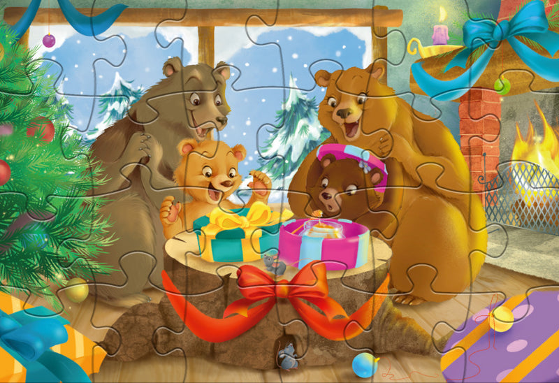 Laad de afbeelding in de Gallery-viewer, Rebo Productions Legpuzzel Christmas Bears Junior 24/24 Stukjes
