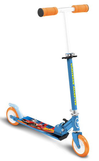 Laad de afbeelding in de Gallery-viewer, Stamp ​​​​​​​2-Wiel Kinderstep Hot Wheels Opvouwbaar Voetrem Blauw blauw/oranje
