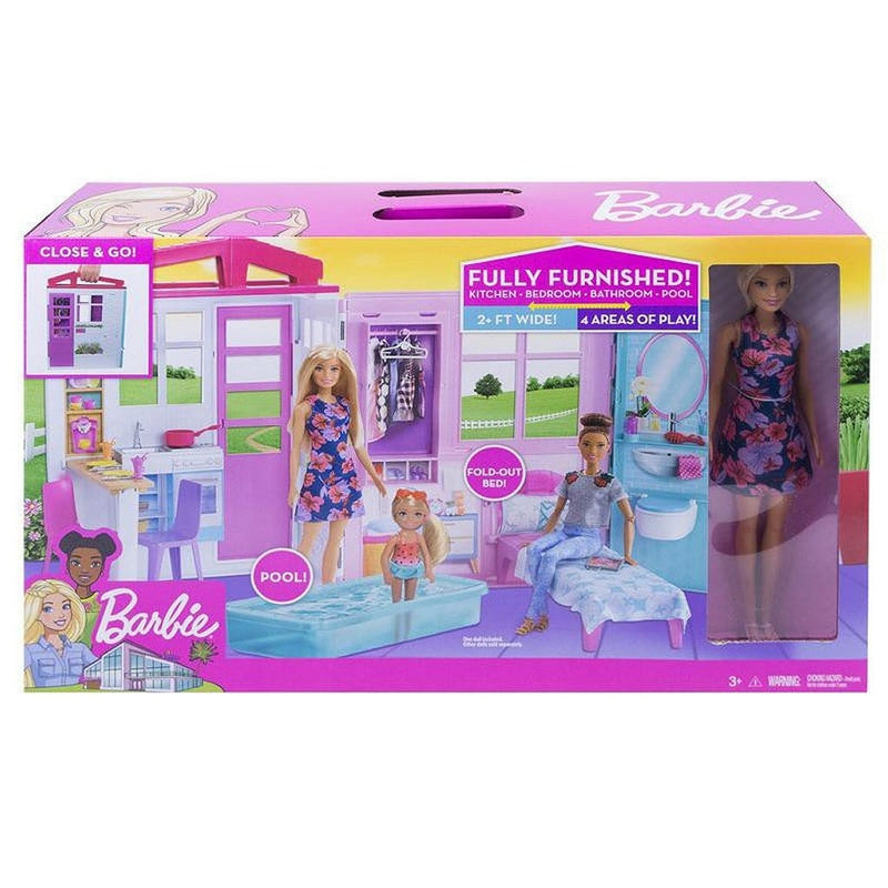 Laad de afbeelding in de Gallery-viewer, Barbie Huis Met Pop + Meubels En Accessoires
