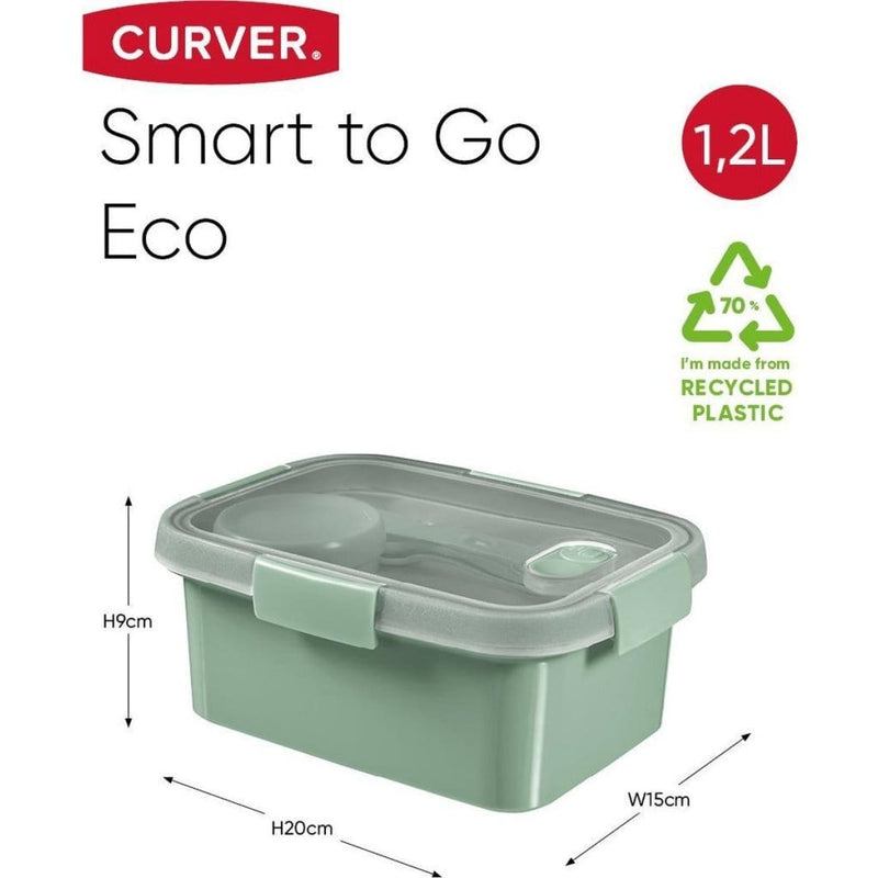 Laad de afbeelding in de Gallery-viewer, Curver Smart To Go Eco Lunchbox 1,2L + Bestekset + Sauscup
