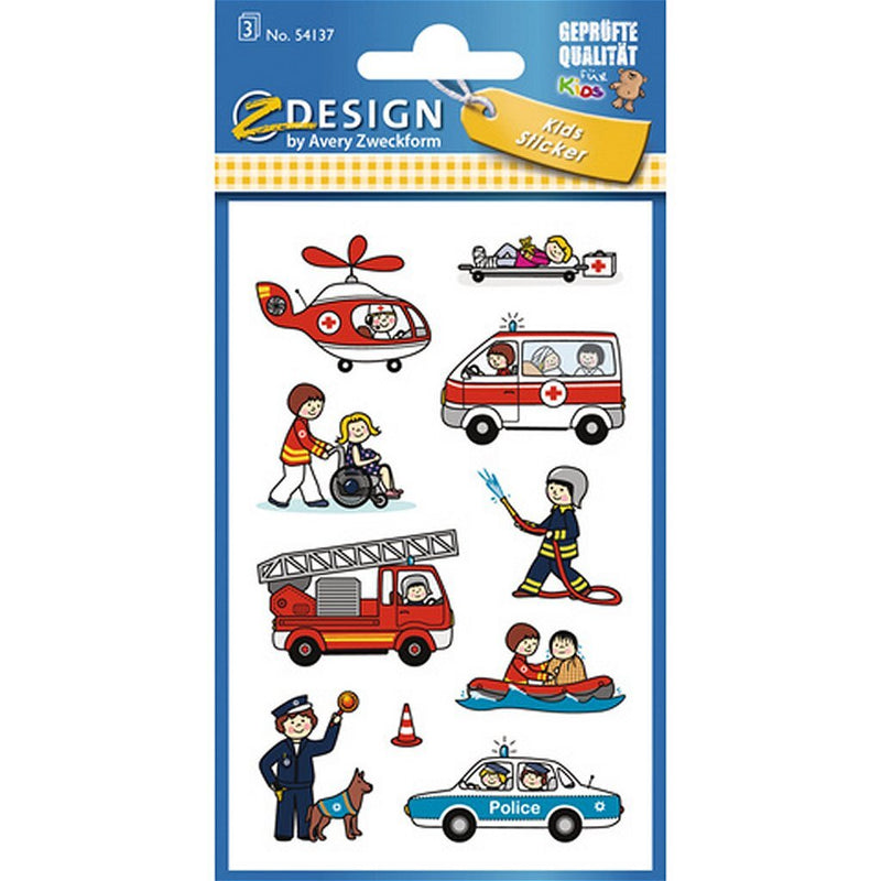 Laad de afbeelding in de Gallery-viewer, Avery Av-54137 Z-Design Kids Stickers Hulpdiensten 3 Vel
