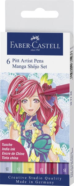 Faber Castell Fc-167155 Tekenstift Faber-Castell Pitt Artist Pen Manga 6-Delig Etui Shã´jo