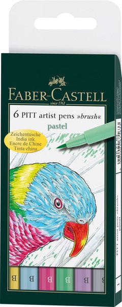 Faber Castell Fc-167163 Tekenstift Faber-Castell Pitt Artist Pen Brush Etui A 6 Stuks Pastel