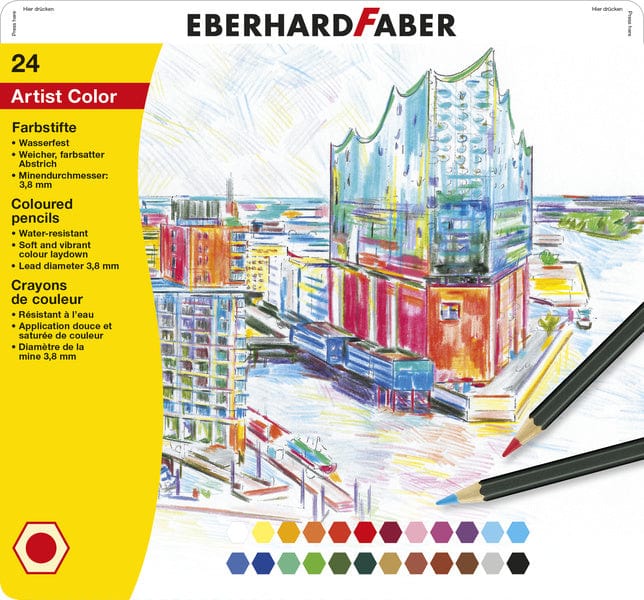 Laad de afbeelding in de Gallery-viewer, Eberhard Faber Ef-516124 Kleurpotloden Metaaletui A 24 Stuks
