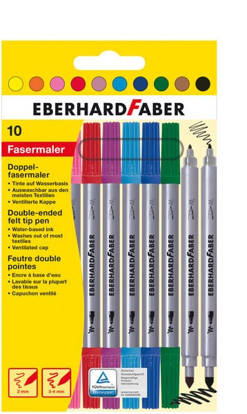 Eberhard Faber Ef-550010 Viltstiften Duo 0,8+1-3Mm Assorti Etui Ã 10Stuks