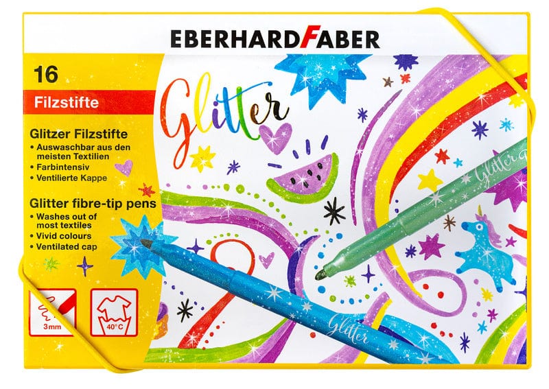 Laad de afbeelding in de Gallery-viewer, Eberhard Faber Ef-551016 Viltstiften Glitter Doos 16 Kleuren
