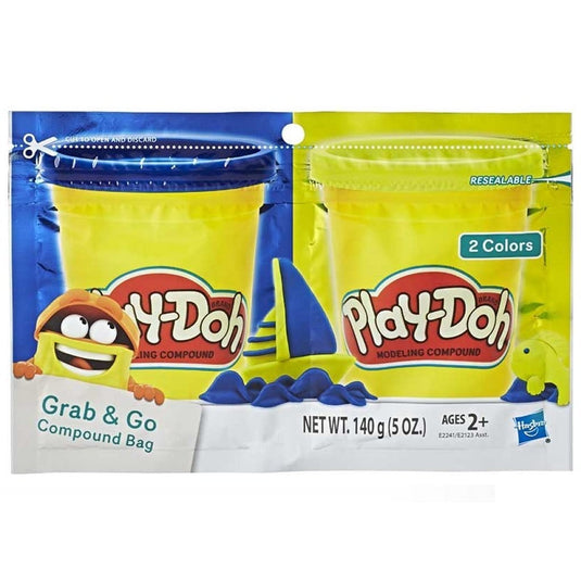 Play-Doh Grab And Go Compound Bag + 2 Kleuren Klei Assorti