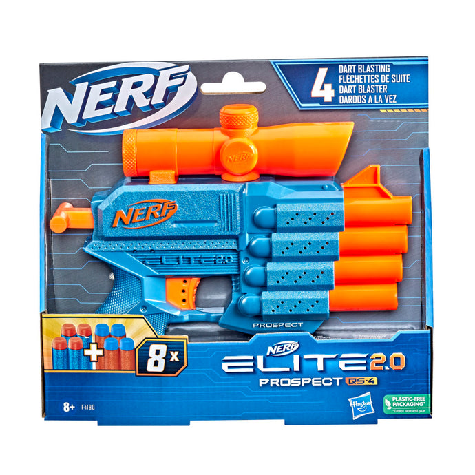 Nerf Elite 2.0 Prospect Qs-4 Blaster + 8 Darts