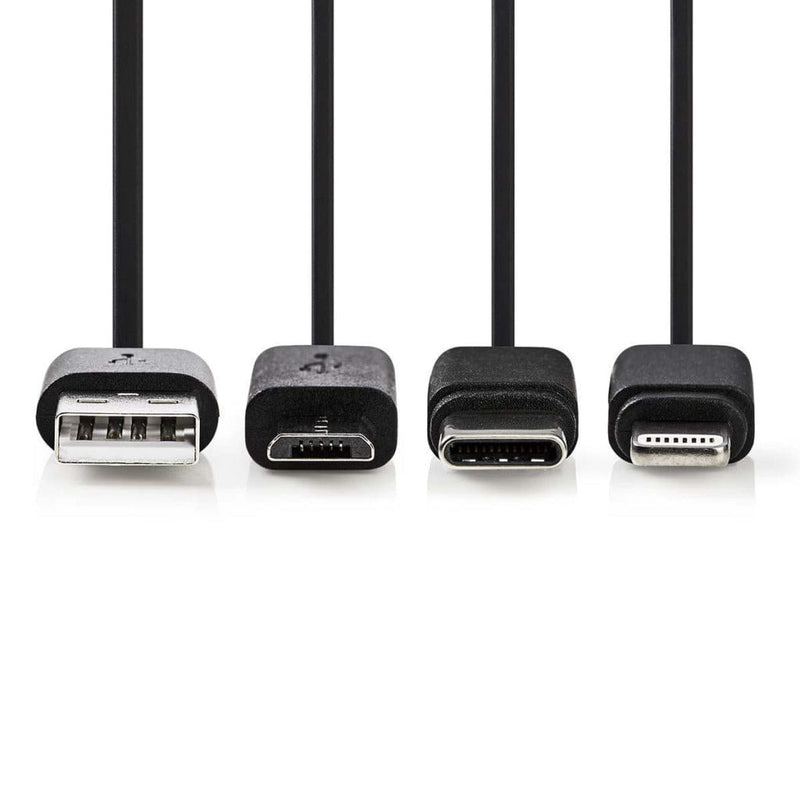Laad de afbeelding in de Gallery-viewer, Nedis Ccgp60620Bk10 3-In-1 Sync And Charge-Kabel Usb-A Male - Micro B Male / Type-Câ Male / Apple Lightning 8-Pins Male 1,0 M Zwart
