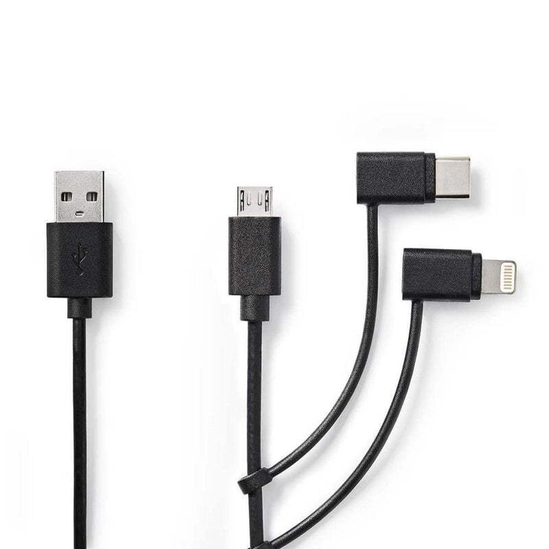 Laad de afbeelding in de Gallery-viewer, Nedis Ccgp60620Bk10 3-In-1 Sync And Charge-Kabel Usb-A Male - Micro B Male / Type-Câ Male / Apple Lightning 8-Pins Male 1,0 M Zwart
