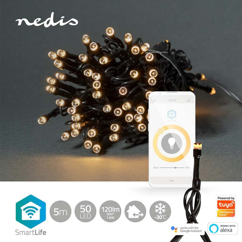 Laad de afbeelding in de Gallery-viewer, Nedis Wifilx01W50 Smartlife Decoratieve Led Wi-Fi Warm Wit 50 Led&#39;s 5.00 M Android&Trade; / Ios
