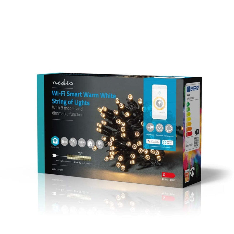 Laad de afbeelding in de Gallery-viewer, Nedis Wifilx01W50 Smartlife Decoratieve Led Wi-Fi Warm Wit 50 Led&#39;s 5.00 M Android&Trade; / Ios
