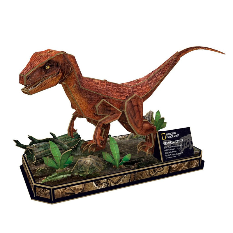 Laad de afbeelding in de Gallery-viewer, National Geographic Houten 3D Puzzel Velociraptor 63 Stukjes
