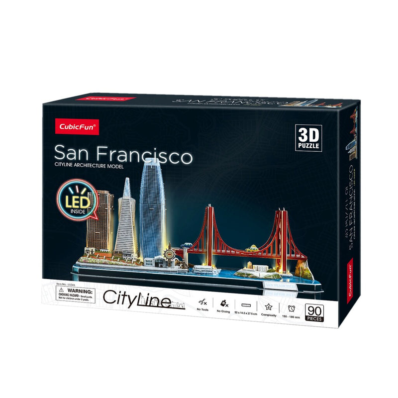 Laad de afbeelding in de Gallery-viewer, Cubic Fun 3D Puzzel City Line San Francisco + Led Verlichting 90 Stukjes
