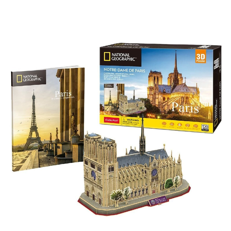 Laad de afbeelding in de Gallery-viewer, Cubic Fun National Geographic 3D Puzzel Notre-Dame Parijs 128 Stukjes

