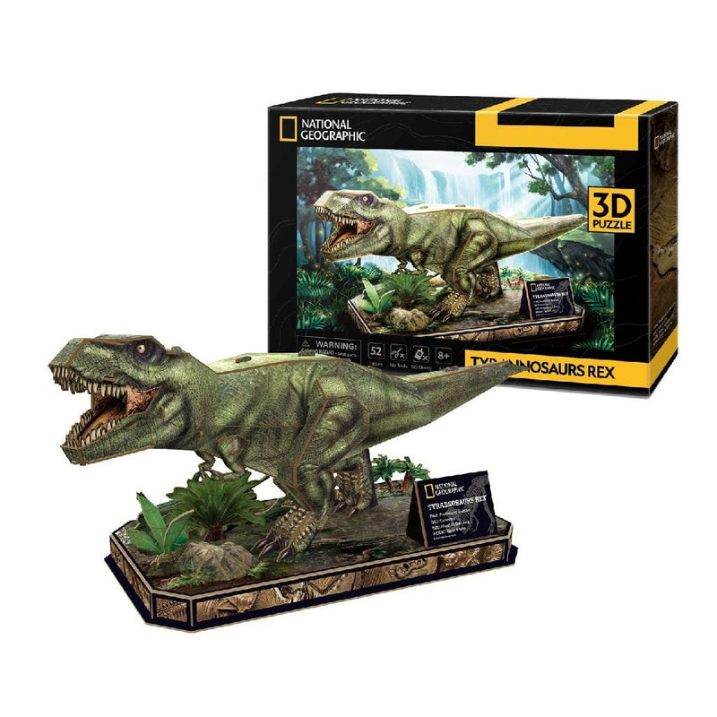 Laad de afbeelding in de Gallery-viewer, National Geographic Houten 3D Puzzel Tyrannosaurus Rex 52 Stukjes
