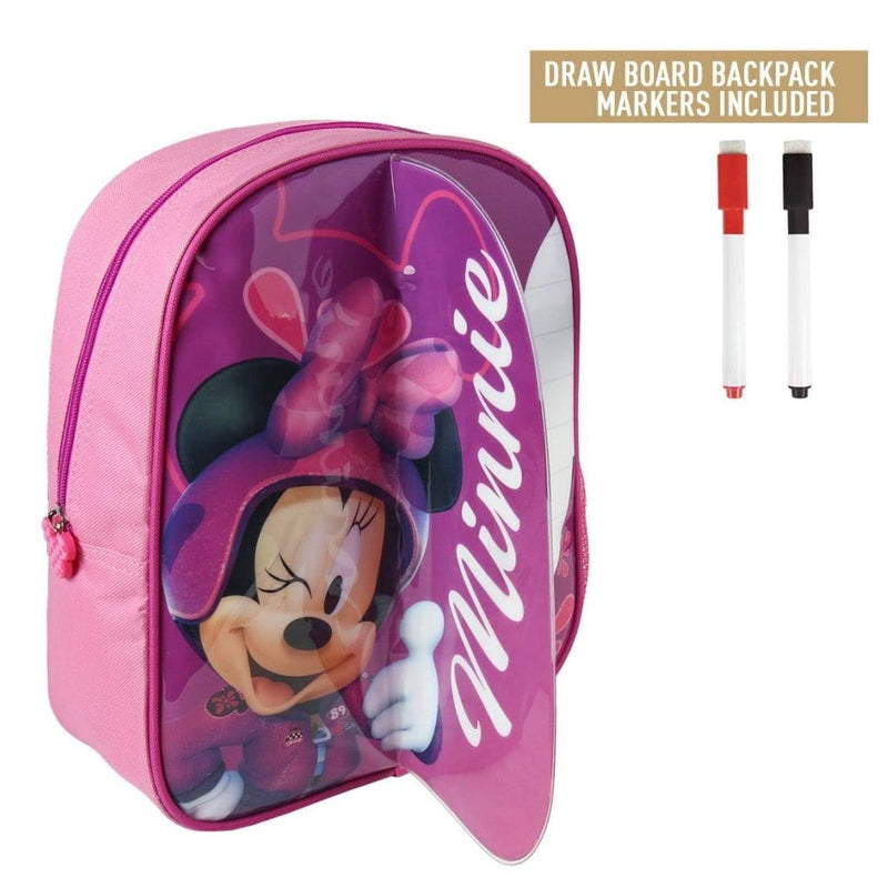 Laad de afbeelding in de Gallery-viewer, Cerda Disney Minnie Mouse Rugzak Met Schrijfgedeelte + 2 Markers 25X31X10 Cm Roze
