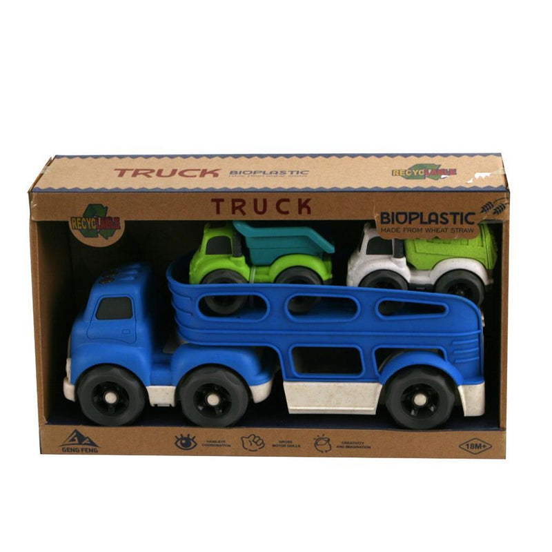 Laad de afbeelding in de Gallery-viewer, Dantoy Bioplastic Transporter + 2 Trucks Assorti
