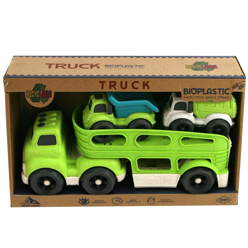 Laad de afbeelding in de Gallery-viewer, Dantoy Bioplastic Transporter + 2 Trucks Assorti
