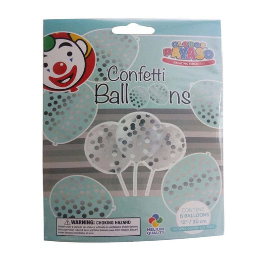 Globos Ballonnen Met Confetti 6 Stuks Transparant /Zilver