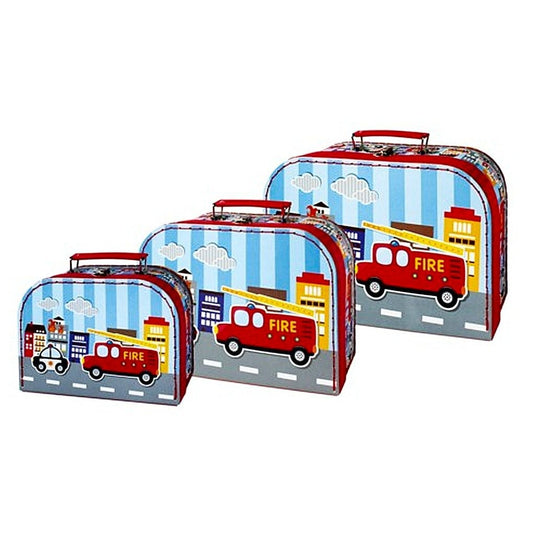 Simply For Kids 3-Delige Kofferset Brandweerauto'S
