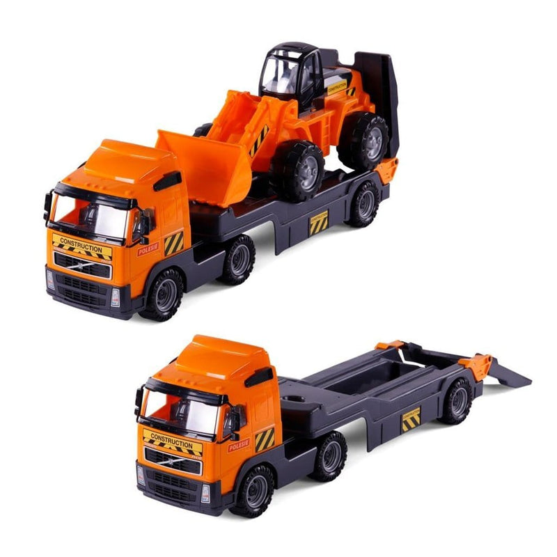 Laad de afbeelding in de Gallery-viewer, Polesie Volvo Vrachtwagen Met Bulldozer Oranje/Zwart
